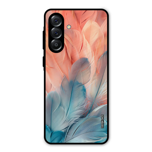Orange Blue Feather Samsung Galaxy A56 5G Mobile Back Cover - Aesthetic PrintShield Case