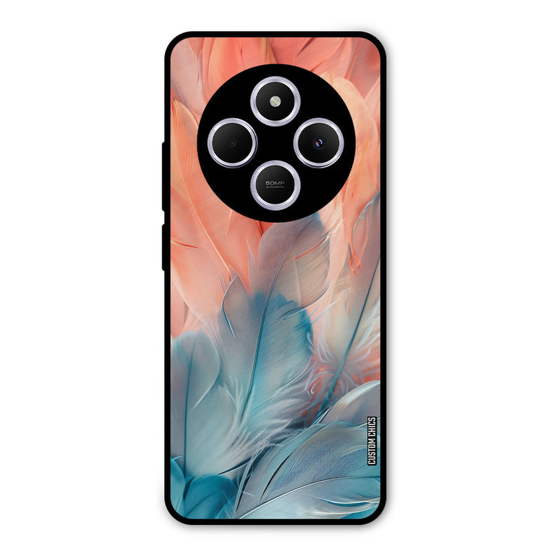 Orange Blue Feather Poco C75 Mobile Back Cover - Aesthetic PrintShield Case