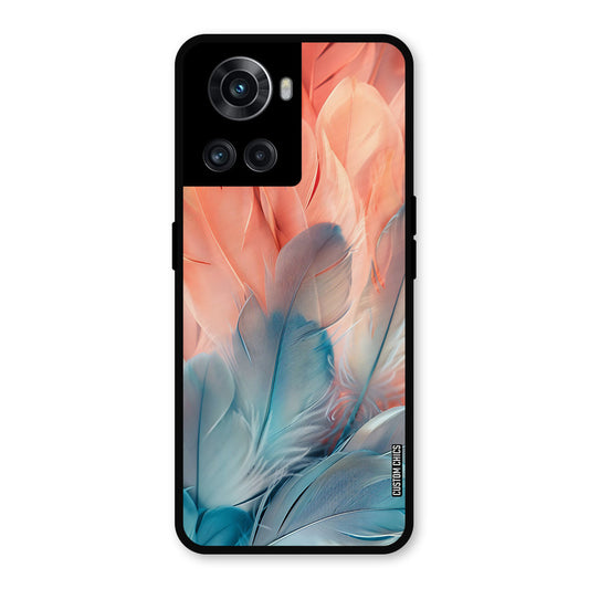 Orange Blue Feather OnePlus 10R Mobile Back Cover - Aesthetic PrintShield Case