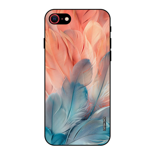 Orange Blue Feather iPhone SE 2020 Mobile Back Cover - Aesthetic PrintShield Case