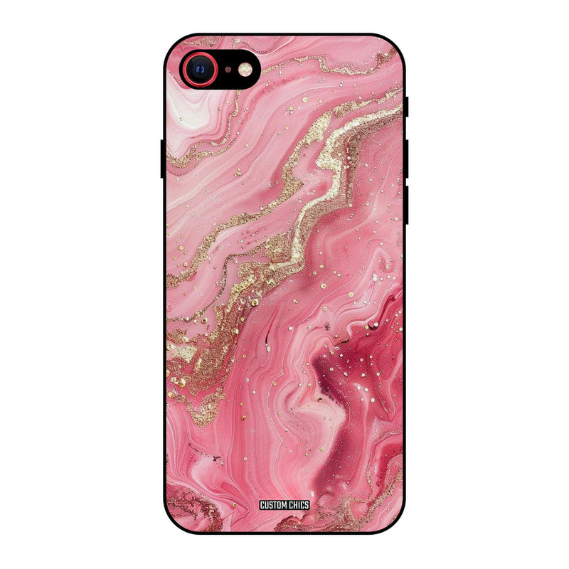 Pink Glitter iPhone SE 2020 Mobile Back Cover - Aesthetic PrintShield Case