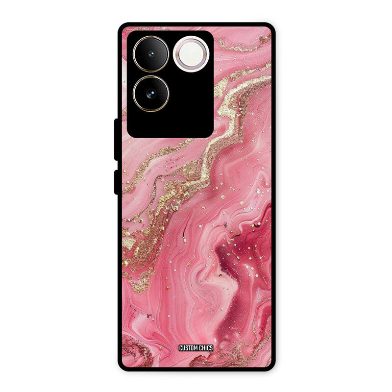 Pink Glitter Vivo T2 Pro Mobile Back Cover - Aesthetic PrintShield Case