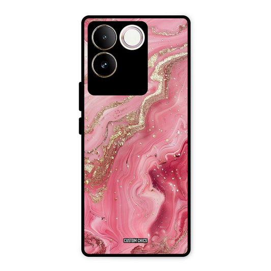 Pink Glitter Vivo T2 Pro Mobile Back Cover - Aesthetic PrintShield Case
