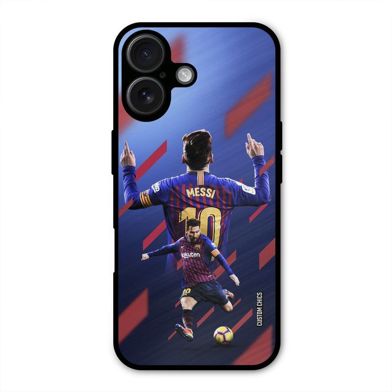 Playing Messi  iPhone 16 Mobile Back Cover - Sports PrintShield Case