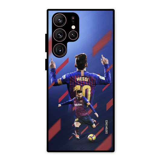 Playing Messi Samsung Galaxy S22 Ultra Mobile Back Cover - Sports PrintShield Case