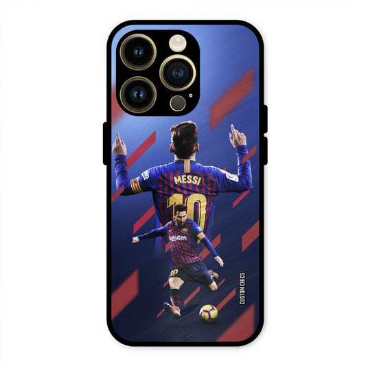 Playing Messi  iPhone 14 Pro Mobile Back Cover - Sports PrintShield Case