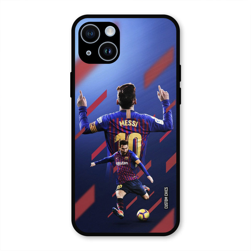 Playing Messi  iPhone 14 Mobile Back Cover - Sports PrintShield Case
