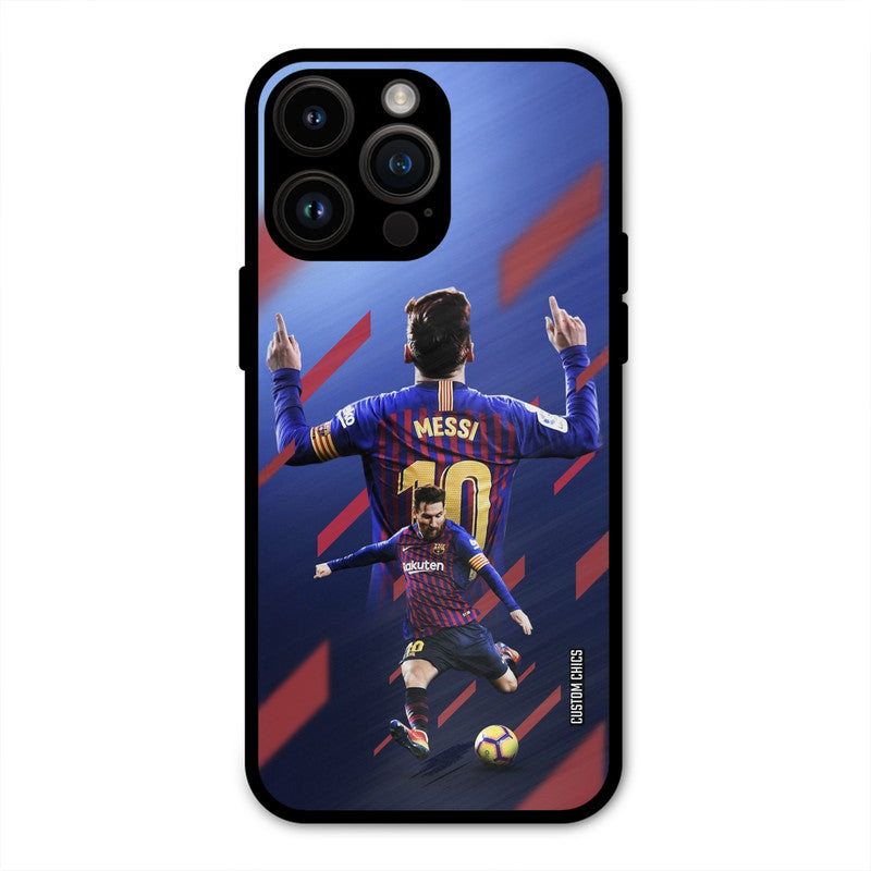 Playing Messi  iPhone 14 Pro Max Mobile Back Cover - Sports PrintShield Case