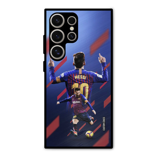 Playing Messi Samsung Galaxy S24 Ultra Mobile Back Cover - Sports PrintShield Case