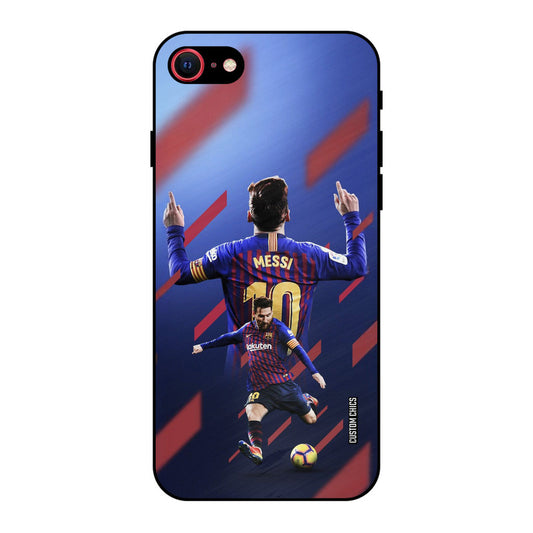 Playing Messi iPhone SE 2020 Mobile Back Cover - Sports PrintShield Case