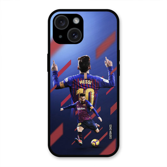 Playing Messi  iPhone 15 Plus Mobile Back Cover - Sports PrintShield Case