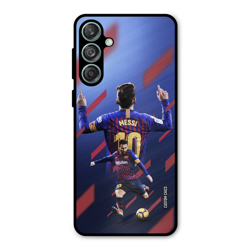 Playing Messi Samsung Galaxy M55 5G Mobile Back Cover - Sports PrintShield Case