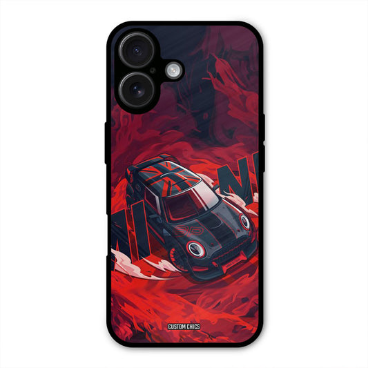 Red Black Cooper iPhone 16 Plus Mobile Back Cover - Car&Bike PrintShield Case