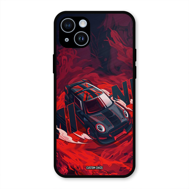 Red Black Cooper iPhone 14 Mobile Back Cover - Car&Bike PrintShield Case
