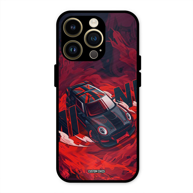 Red Black Cooper iPhone 14 Pro Mobile Back Cover - Car&Bike PrintShield Case