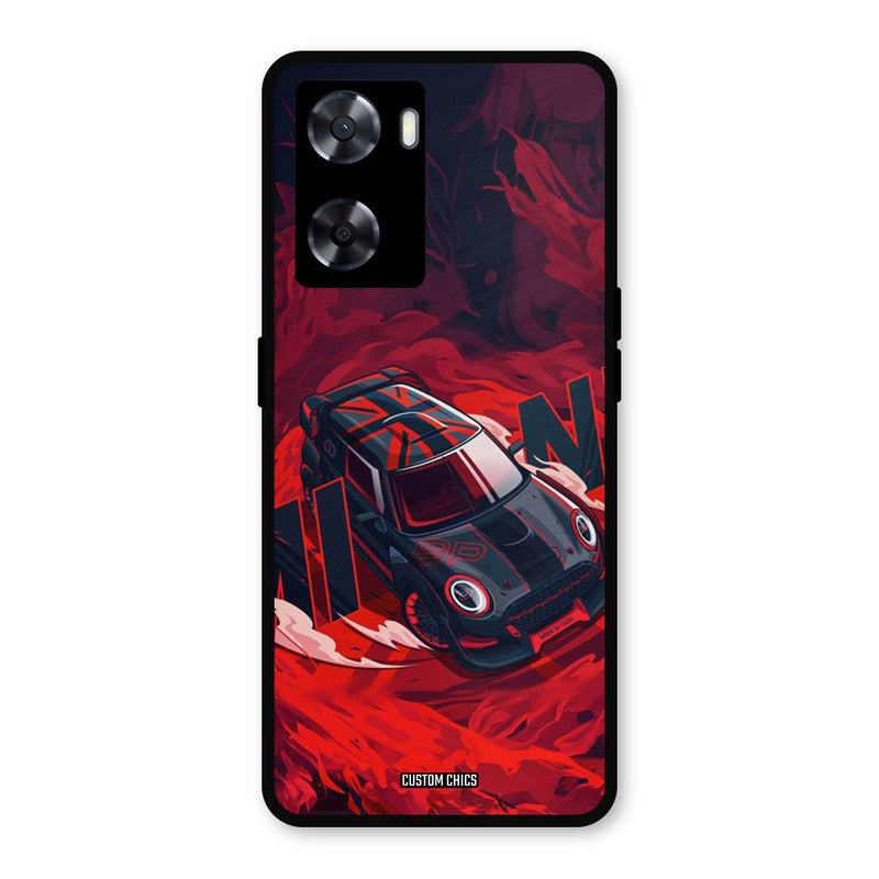 Red Black Cooper Oppo A57 2022 Mobile Back Cover - Car&Bike PrintShield Case