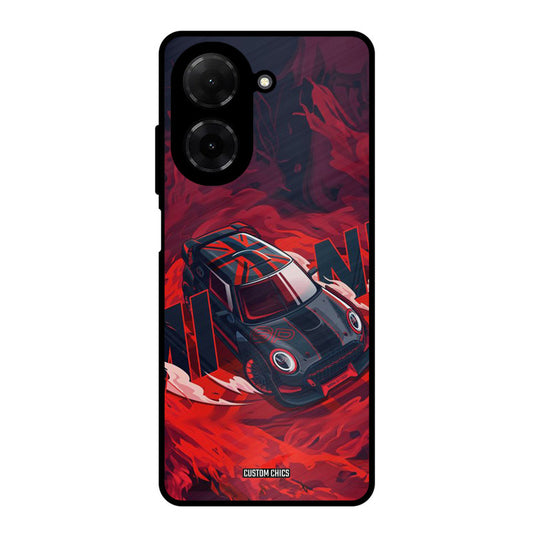 Red Black Cooper Poco C71 Mobile Back Cover - Car&Bike PrintShield Case