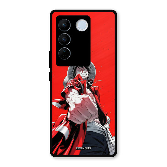 Red Luffy Vivo V27 Pro Mobile Back Cover - Anime PrintShield Case