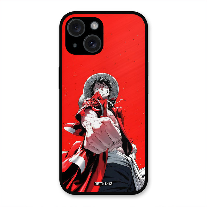 Red Luffy iPhone 15 Plus Mobile Back Cover - Anime PrintShield Case