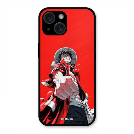 Red Luffy iPhone 15 Plus Mobile Back Cover - Anime PrintShield Case