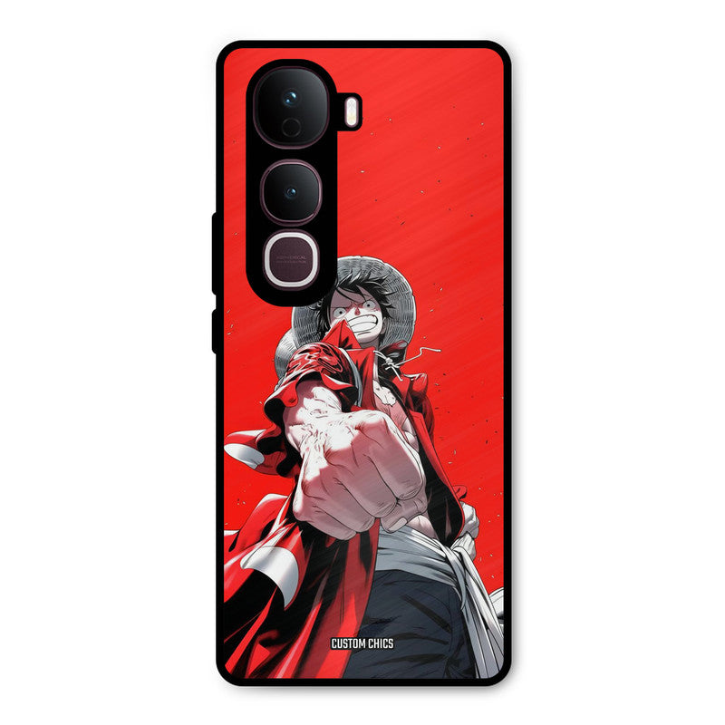 Red Luffy Vivo Y400 Pro Mobile Back Cover - Anime PrintShield Case