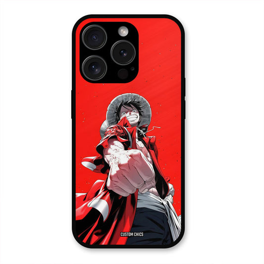 Red Luffy iPhone 15 Pro Mobile Back Cover - Anime PrintShield Case