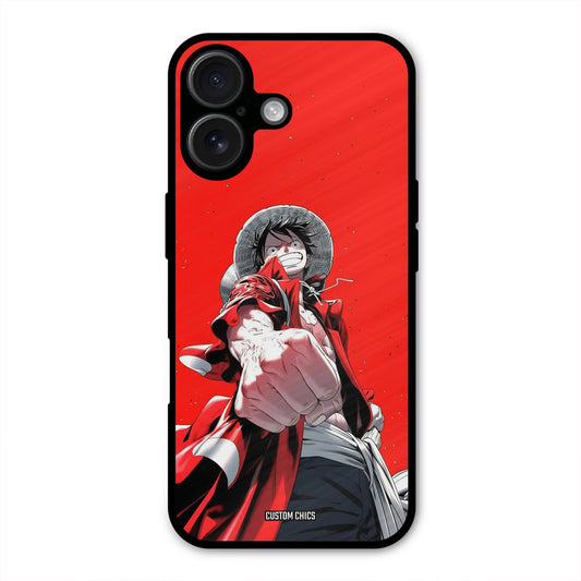 Red Luffy iPhone 16 Plus Mobile Back Cover - Anime PrintShield Case