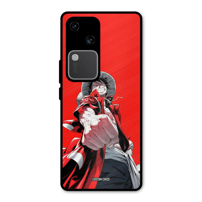 Red Luffy Vivo V30 Mobile Back Cover - Anime PrintShield Case
