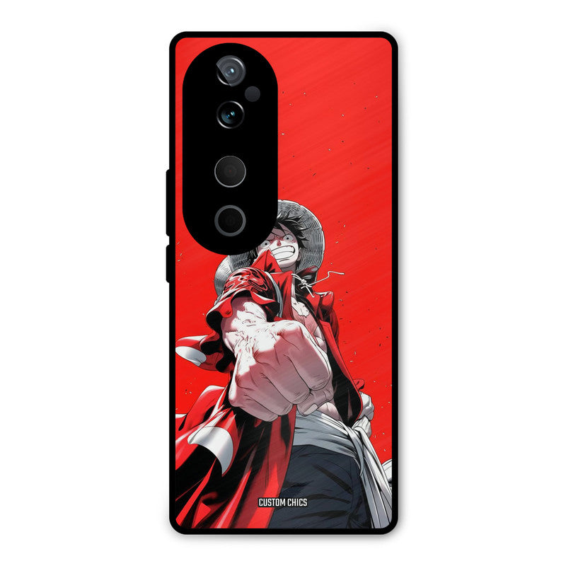 Red Luffy Vivo V40 Pro Mobile Back Cover - Anime PrintShield Case