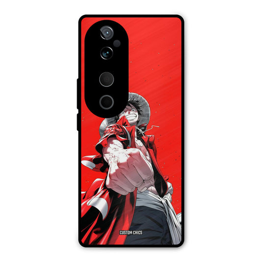 Red Luffy Vivo V40 Pro Mobile Back Cover - Anime PrintShield Case