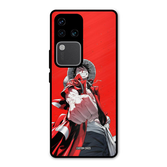 Red Luffy Vivo V30 Pro Mobile Back Cover - Anime PrintShield Case