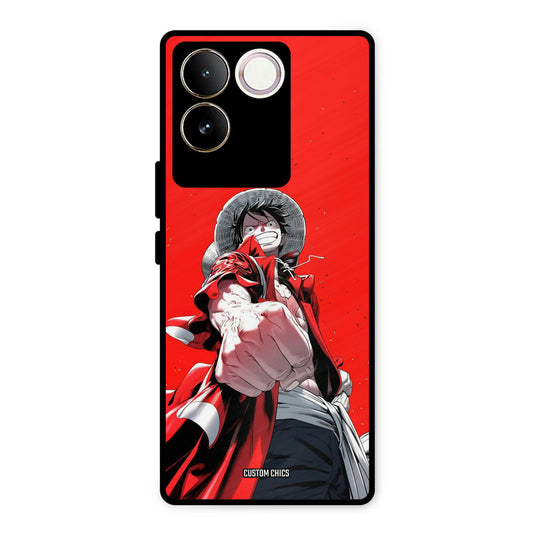 Red Luffy Vivo T2 Pro Mobile Back Cover - Anime PrintShield Case