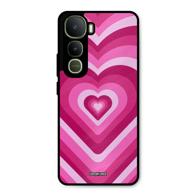 Red Pink Heart Vivo Y400 Mobile Back Cover - Aesthetic PrintShield Case