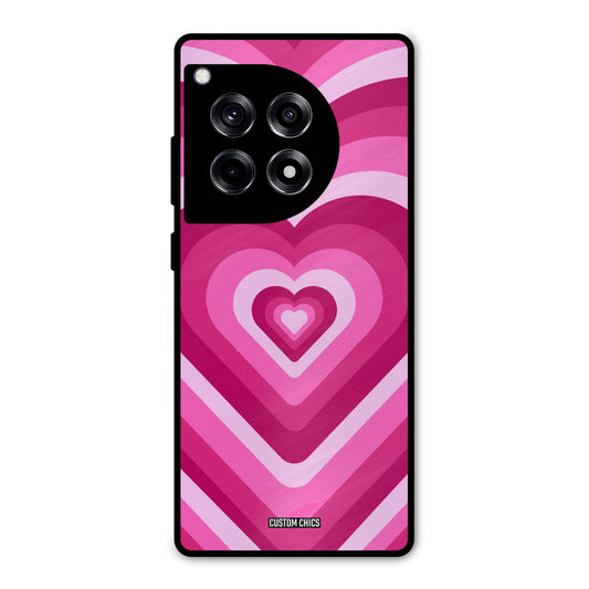 Red Pink Heart OnePlus 12R Mobile Back Cover - Aesthetic PrintShield Case