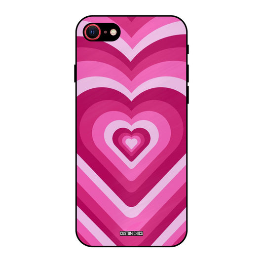 Red Pink Heart iPhone SE 2020 Mobile Back Cover - Aesthetic PrintShield Case
