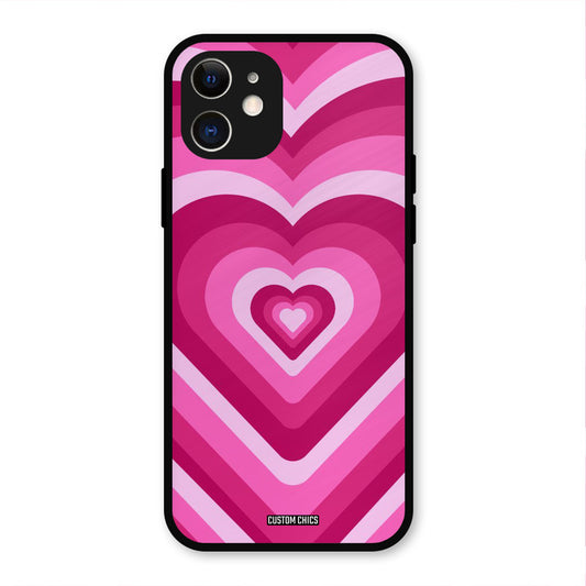 Red Pink Heart IPhone 12 Mobile Back Cover - Aesthetic PrintShield Case