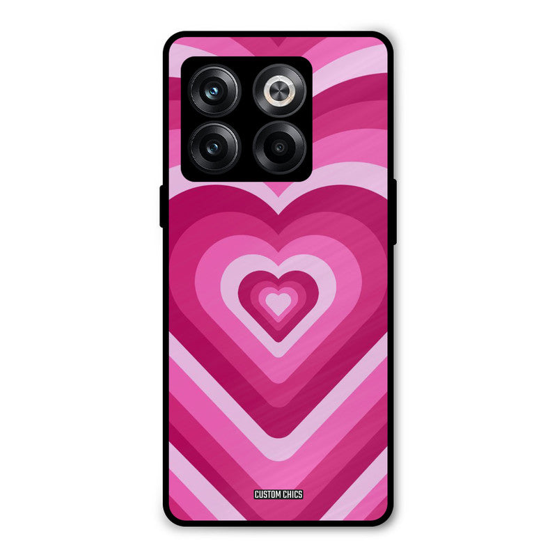 Red Pink Heart Oneplus 10T Mobile Back Cover - Aesthetic PrintShield Case