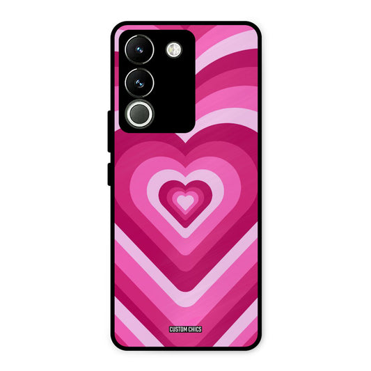Red Pink Heart Vivo Y200 Mobile Back Cover - Aesthetic PrintShield Case