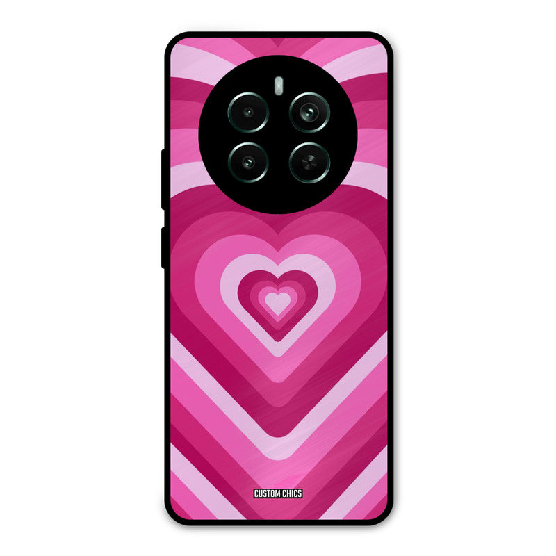 Red Pink Heart Realme 12 Plus Mobile Back Cover - Aesthetic PrintShield Case