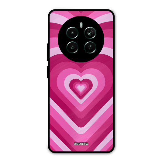 Red Pink Heart Realme 12 Plus Mobile Back Cover - Aesthetic PrintShield Case