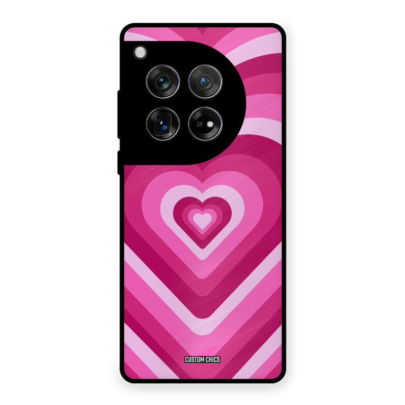 Red Pink Heart OnePlus 12 Mobile Back Cover - Aesthetic PrintShield Case