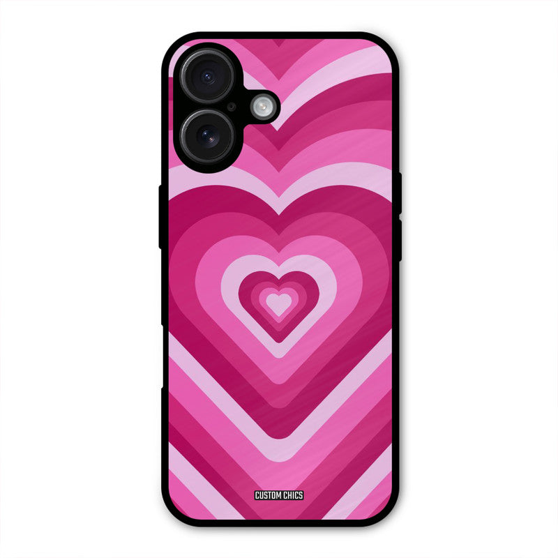 Red Pink Heart iPhone 16 Plus Mobile Back Cover - Aesthetic PrintShield Case