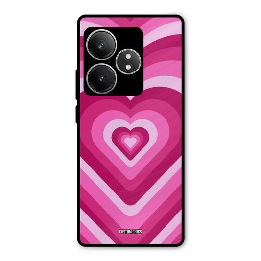 Red Pink Heart Realme GT 6T Mobile Back Cover - Aesthetic PrintShield Case