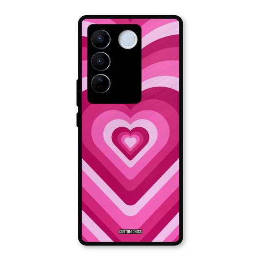 Red Pink Heart Vivo V27 Pro Mobile Back Cover - Aesthetic PrintShield Case