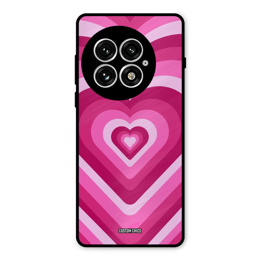 Red Pink Heart Oneplus 13 Mobile Back Cover - Aesthetic PrintShield Case