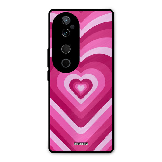 Red Pink Heart Vivo V40 Mobile Back Cover - Aesthetic PrintShield Case