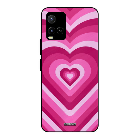Red Pink Heart Vivo Y33s Mobile Back Cover - Aesthetic PrintShield Case