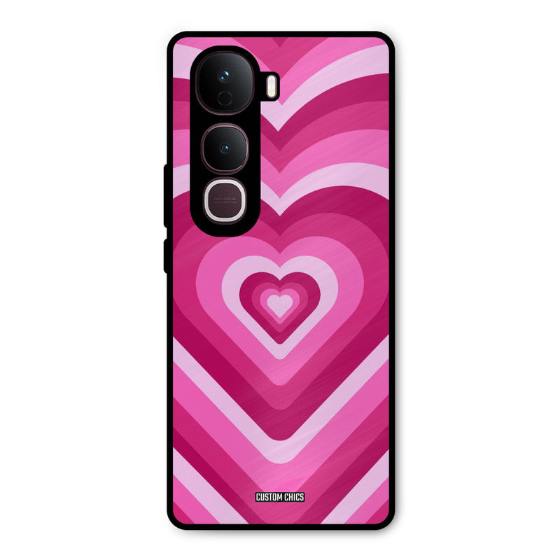 Red Pink Heart Vivo Y400 Pro Mobile Back Cover - Aesthetic PrintShield Case
