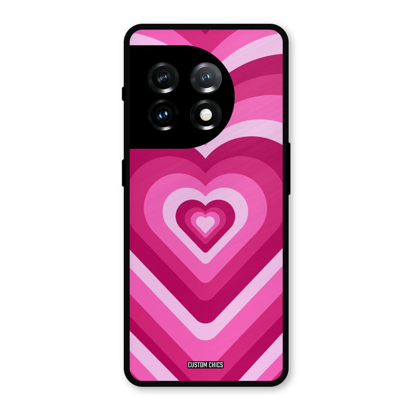Red Pink Heart OnePlus 11 Mobile Back Cover - Aesthetic PrintShield Case