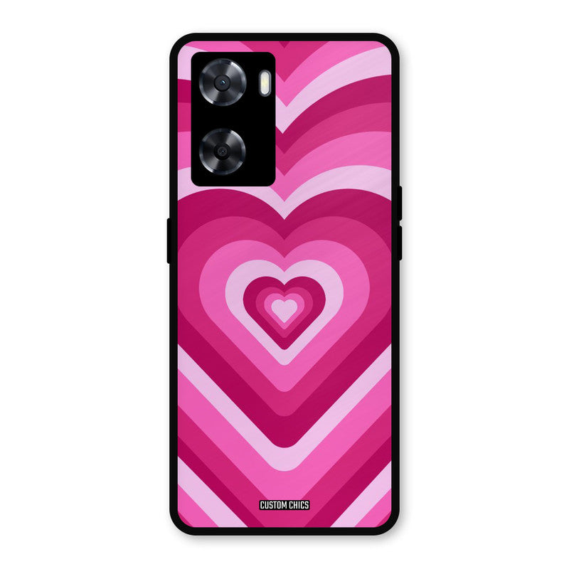 Red Pink Heart Oppo A57 2022 Mobile Back Cover - Aesthetic PrintShield Case